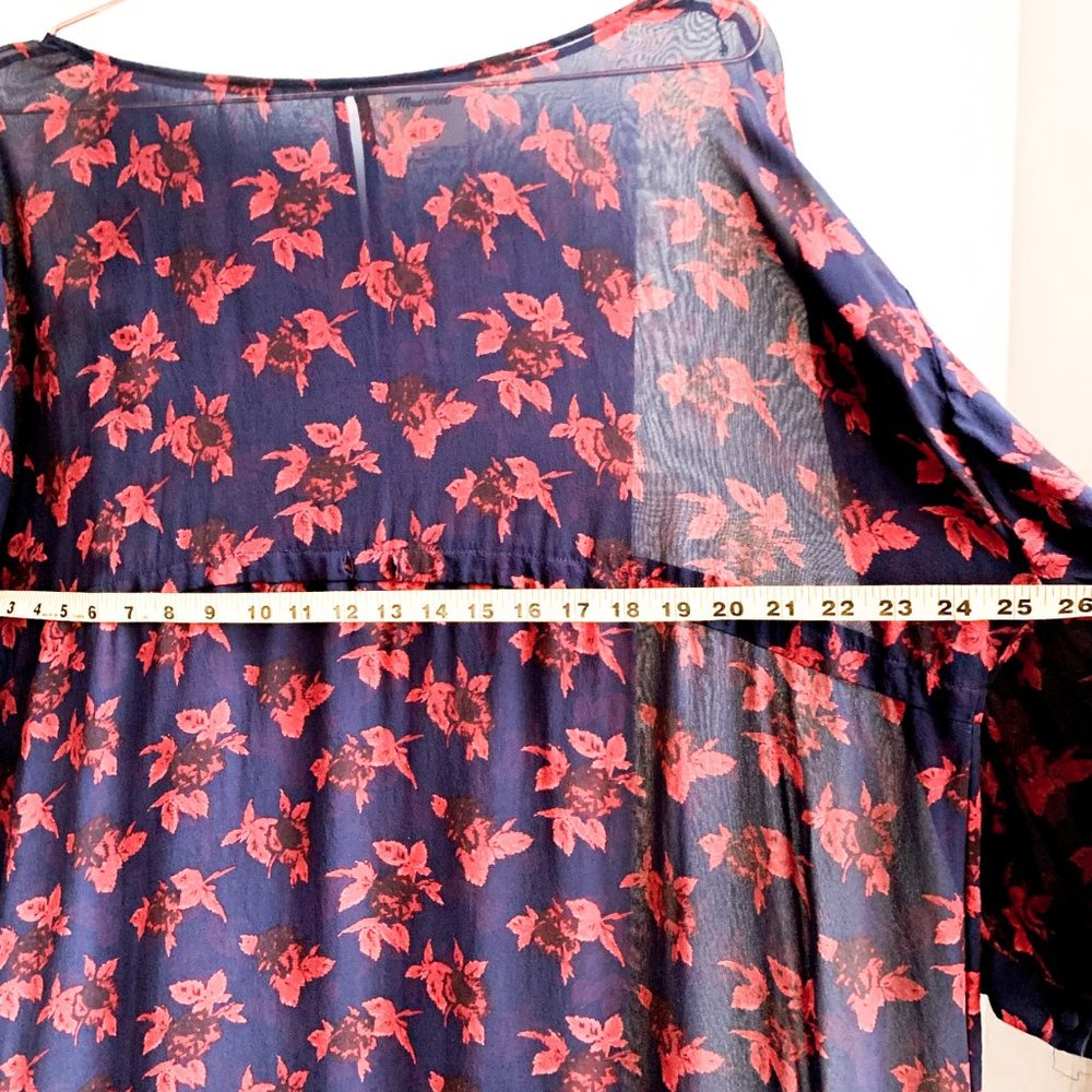 madewell sheer long sleeve floral print dress - Picture 2 of 6